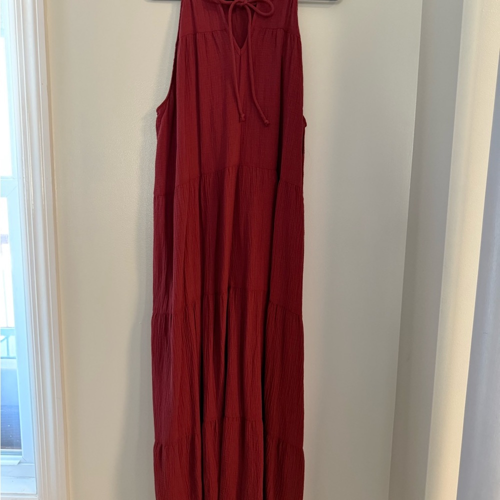 T Tahari Rust Sleeveless Maxi Dress